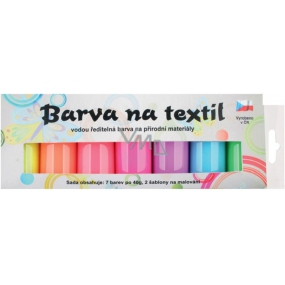 Kreativ Color Colors für Textilien - hell, im Dunkeln leuchtend 7 Farben 20 g + 2 Schablonen 6,5 x 2 cm
