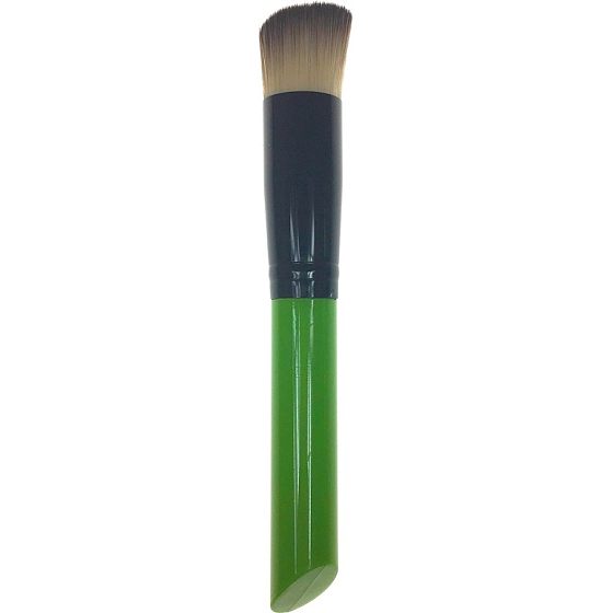 Kosmetische Make-up-Bürste rundes schräges Haar grün-schwarzer Griff 15 cm 30450