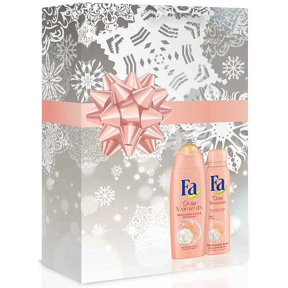 Fa Divine Moments Wild Camellia Duft & Seidenextrakt Duschgel 250 ml + Divine Moments Wild Camellia Duft Deodorant Spray für Frauen 150 ml, Kosmetikset