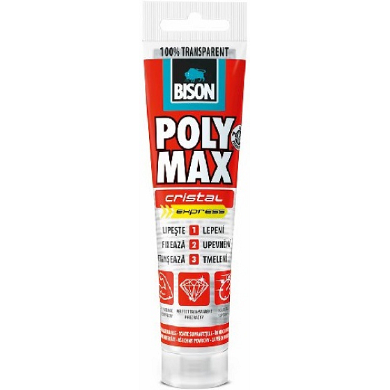 Bison Poly Max Crystal Express Schnelltrocknender Universal-Kleb- und Dichtstoff Clear 115 g