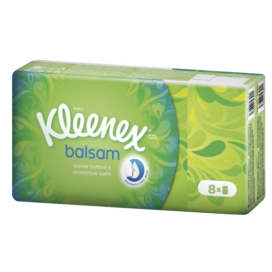 Kleenex Balsam Hanks Hygienetaschentücher vierlagig 8 x 9 Stück