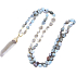 108 Mala Larimar Halskette Meditationsschmuck, Naturstein Rohkristall, Nugget 6 - 9 mm, Anhänger 8 - 15 x 45 - 70 mm