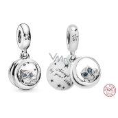 Sterling Silber 925 Eule - Immer an deiner Seite, 2in1 Anhänger für Armband Familie