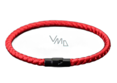 Lanový Magnetický náramek – červený 19,5 cm x 4 mm, unisex