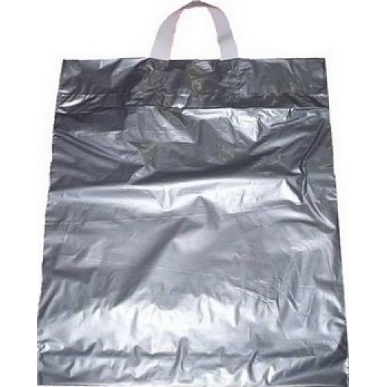 Presse Plastiktüte 45 x 36 cm Silber mit schwarzem Griff 1 Stück