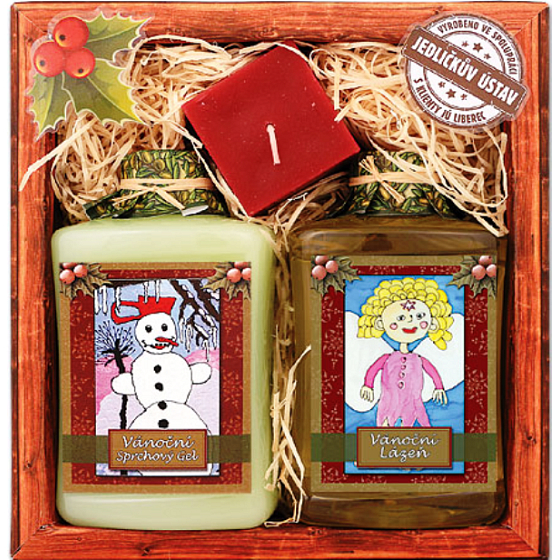 Böhmen Geschenke Weihnachtspaket Creme Duschgel 300 ml + Ölbad 300 ml + Kerze (Oliven und Zitrus) Kosmetikset