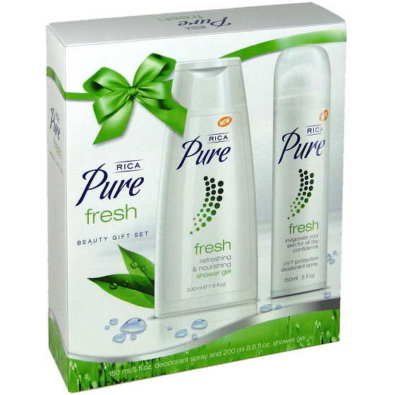 Rica Pure Fresh Duschgel 200 ml + Deodorant Spray für Frauen 150 ml, Kosmetikset