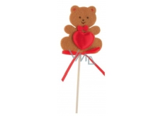 Filz Teddybär mit herzbrauner Aussparung 6,5 cm + Spieße