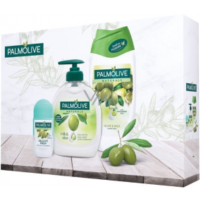 Palmolive Delicate Fresh Deodorant Antitranspirant Roll-On für Frauen 50 ml + Olive & Milk Flüssigseife 300 ml + Olive & Milk Duschgel 250 ml, Kosmetikset