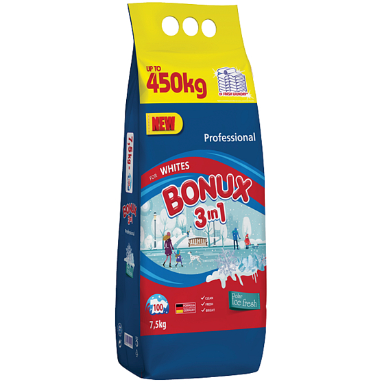 Bonux White Polar Ice Fresh 3 in 1 Waschpulver für weiße Wäsche 100 Dosen 7,5 kg