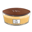 WoodWick Oat Flower - Haferblumenduftkerze mit breitem Holzdocht und Bootsdeckel 453 g