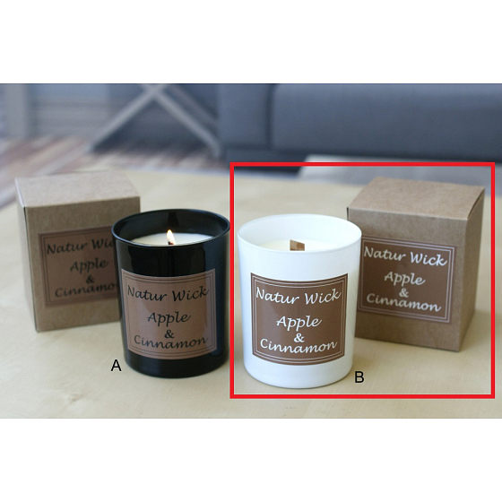 Lima Natur Wick Schwarz & Weiß Apfel und Zimt Aroma Kerze Holzdocht weiß 175 g 1 Stück
