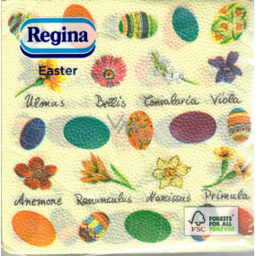 Regina Papierservietten 1 Lage 33 x 33 cm 20 Stück Ostergelb, bunte Eier und Blumen