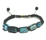Apatit blaues Armband aus abgerundeten Natursteinen, handgestrickt, größenverstellbar, Steinausführung