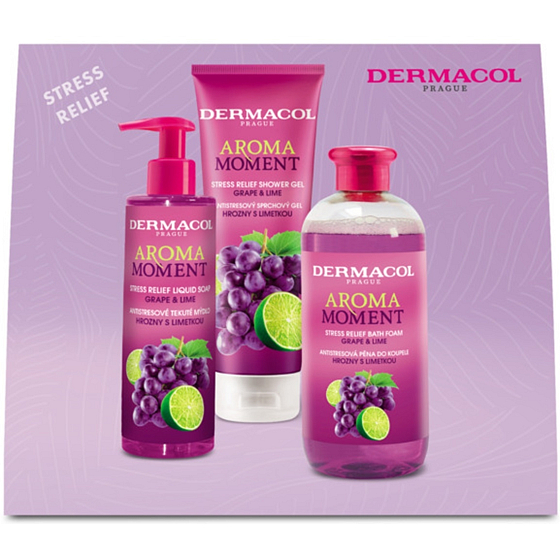 Dermacol Aroma Ritual Trauben und Limette Duschgel 250 ml + Flüssigseife 250 ml + Badeschaum 500 ml, Kosmetikset für Frauen