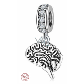 Charms Sterling Silber 925 Anatomische Biologie - Gehirn, Armbandanhänger, Symbol