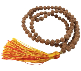 108 Mala Rudraksha meditační šperk, vázaný přírodní náhrdelník, ruční výroba, korálek 8 mm, střapec 8 cm