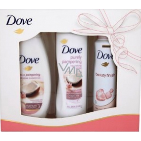 Dove Coconut Milk und Jasmine Flowers Nourishing Shower Gel 250 ml + Körperlotion 250 ml + Beauty Finish Antitranspirant Deodorant Spray für Frauen 150 ml, Kosmetikset