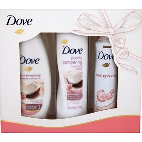 Dove Coconut Milk und Jasmine Flowers Nourishing Shower Gel 250 ml + Körperlotion 250 ml + Beauty Finish Antitranspirant Deodorant Spray für Frauen 150 ml, Kosmetikset