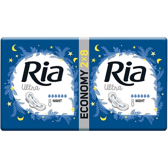 Ria Ultra Night Nachthygienepads mit Flügeln 16 Stück
