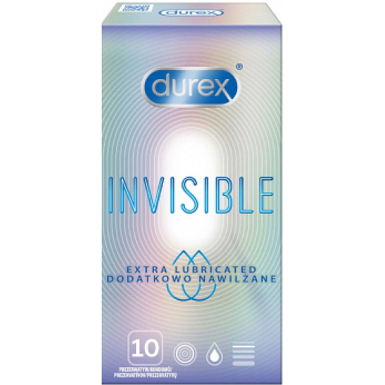 Durex Invisible Extra Dünn Extra Gleitgel Kondome extra dünn, extra gleitgelbefeuchtet Nennbreite: 54 mm 10 Stück