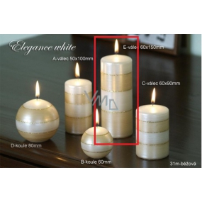 Lima Eleganz Weiße Kerze beige Zylinder 60 x 150 mm 1 Stück