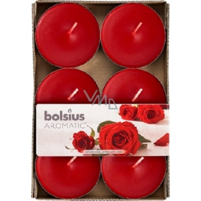 Bolsius Aromatic Maxi Velvet Rose - Rosen dufteten Teelichter 6 Stück, Brenndauer 8 Stunden