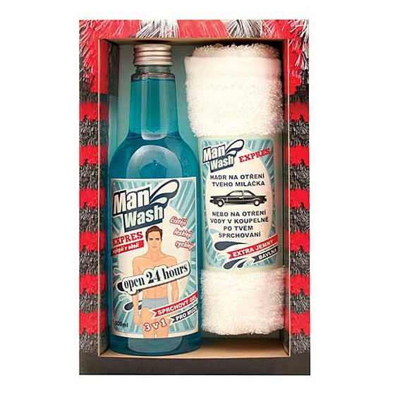Bohemia Gifts Man Wash Geschirrspüler für Männer Duschgel 500 ml + Handtuch 30 x 50 cm, Kosmetikset