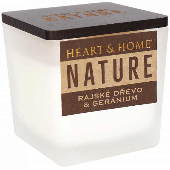 Heart & Home Nature Kerzenglas mit Duft nach Kerzenholz und Geranien, Brenndauer bis zu 20 Stunden 90 g
