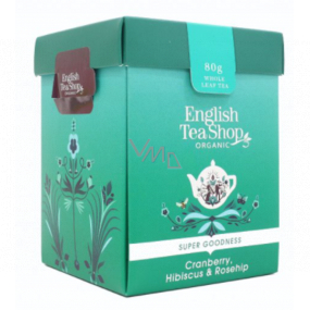 English Tea Shop Bio-Cranberry-, Hibiskus- und Hagebutten-Lose-Tee 80 g + Holzmessbecher mit Schnalle