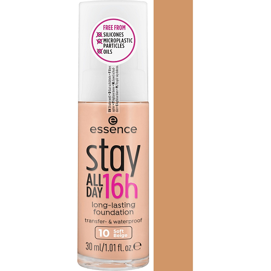 Essence Stay All Day 16h Langlebiges Foundation Make-up 10 Soft Beige 30 ml