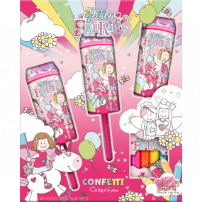 Grace Cole Glitter Fairies Kanone mit Badekonfetti 3 x 25 g + Buntstifte, Kosmetikset für Kinder