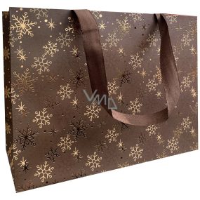 Nekupto Geschenkpapier Tasche mit Prägung 23 x 18 cm Weihnachten Schneeflocken braun