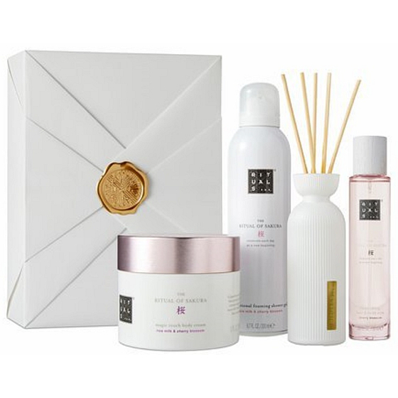 The Ritual Of Sakura Duschschaum 200 ml + Körpercreme 200 ml + Haar- und Körperspray 50 ml + Diffusor mit Duftstäbchen 70 ml, Kosmetikset für Frauen