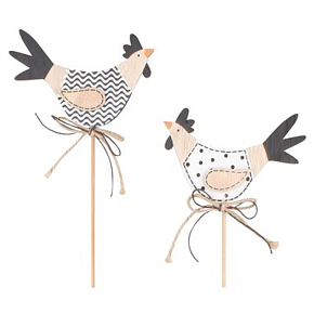 Schwarz-weißes Hähnchen am Spieß 11 cm + Spieße, verschiedene Sorten