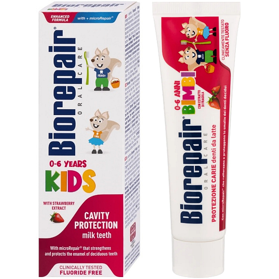 Biorepair Kids Zahnpasta mit Erdbeergeschmack für Kinder von 0-6 Jahren 50 ml