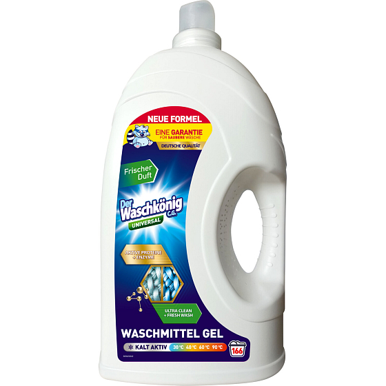 Der Waschkönig Universal prací gel 5 l – na bílé a barevné prádlo, 166 dávek, účinně odstraňuje nečistoty.