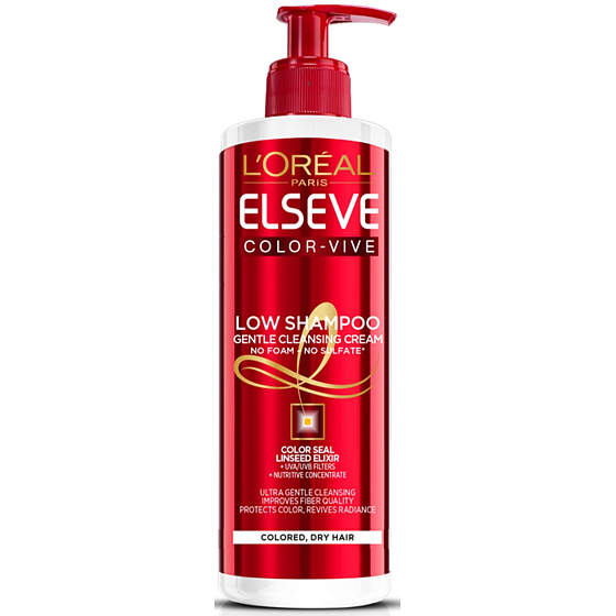 Loreal Paris Elseve Color Vive Low Shampoo für coloriertes, trockenes Haar Spender 400 ml