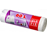 Alufix Müllsäcke mit Griffen weiß, 12 µ, 60 Liter, 64 x 71 x 16 cm, 12 Stück