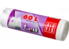 Alufix Müllsäcke mit Griffen weiß, 12 µ, 60 Liter, 64 x 71 x 16 cm, 12 Stück