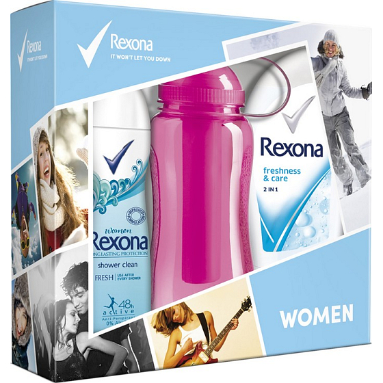 Rexona Frische & Pflege Duschgel 250 ml + Frische Dusche Reinigen Deodorant Spray 150 ml + Sportflasche 500 ml, Kosmetikset