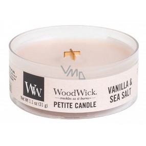 WoodWick Vanille & Meersalz - Vanille und Meersalz Duftkerze mit Holzdocht zierlich 31 g