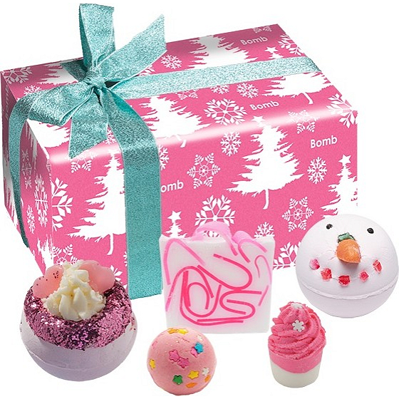 Bomb Cosmetics Träume von einer rosa Weihnachtsballistik 2x160 g + Block 50 g + Ball 30 g + Seife 100 g, Kosmetikset