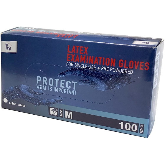 RS Arbbeitsschutz Protect Einweghandschuhe, Untersuchung, puderfrei, Latex, Größe M, Karton 100 Stück