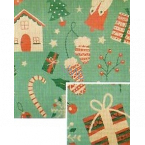 Nekupto Geschenkpapier Weihnachten 70 x 150 cm Grüne Bäume, Geschenke, Handschuhe