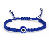Blaues Auge Seil Armband gewebt dunkelblau