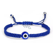 Blaues Auge Seil Armband gewebt dunkelblau