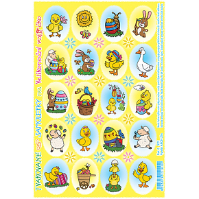 Bogenförmige Aufkleber für Ostereier gepresstes Huhn mit Blume 10 x 15 cm 20 Stück