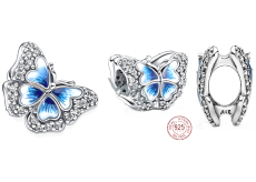 Charme Sterling Silber 925 Blau schimmernde Schmetterling Perle auf Tierarmband