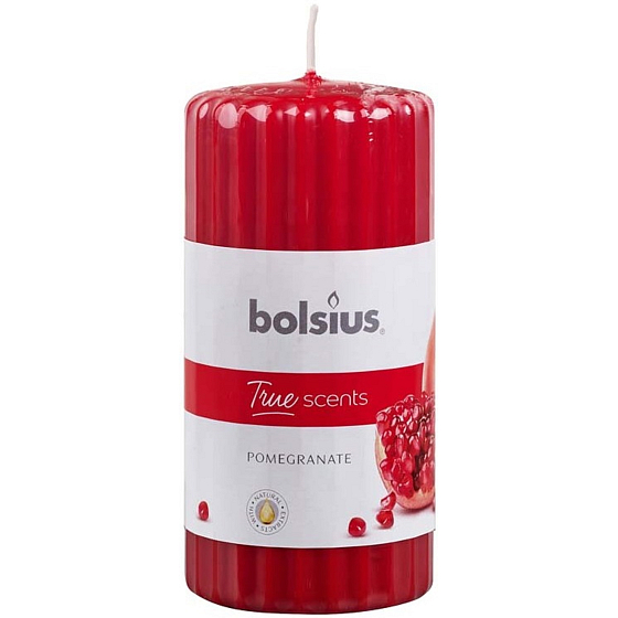 Bolsius Aromatic True Scents Granatapfel-Duftkerze Zylinder geriffelt 60 x 12 mm